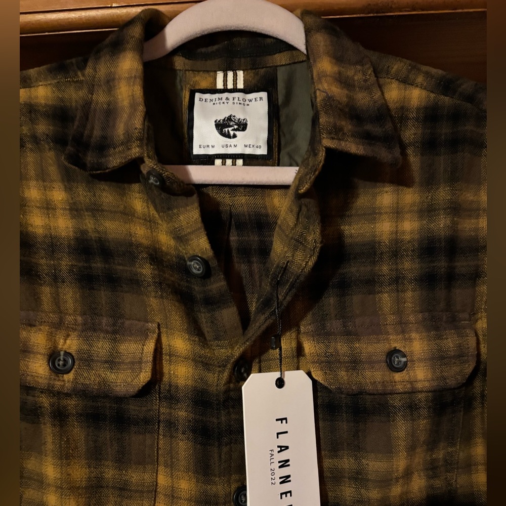 Yellow, Brown, & Black Flannel Shirt by Denim & Flower